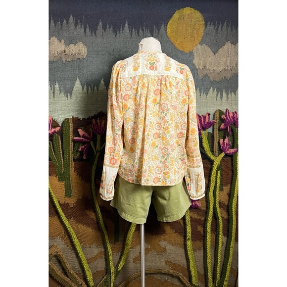 Elan Tie Neck Peasant Blouse M - Picture 13 of 15